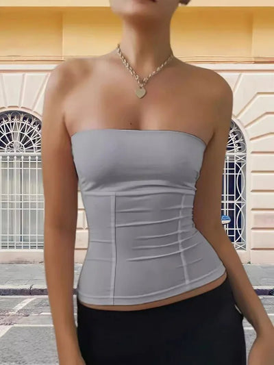 y2k Strapless Corset Tops Summer White Off Shoulder Tanks Women Sleeveless Tube Top Sexy Skinny Fit Bustier Clothes - MAGUSTA BEAUTY