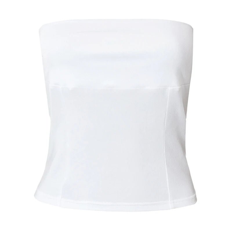 y2k Strapless Corset Tops Summer White Off Shoulder Tanks Women Sleeveless Tube Top Sexy Skinny Fit Bustier Clothes - MAGUSTA BEAUTY