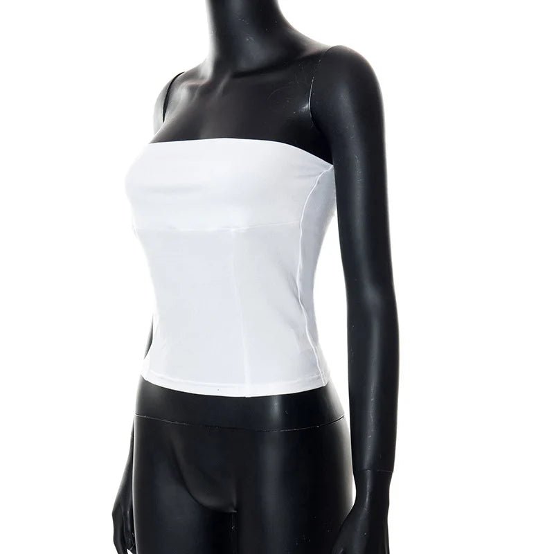 y2k Strapless Corset Tops Summer White Off Shoulder Tanks Women Sleeveless Tube Top Sexy Skinny Fit Bustier Clothes - MAGUSTA BEAUTY