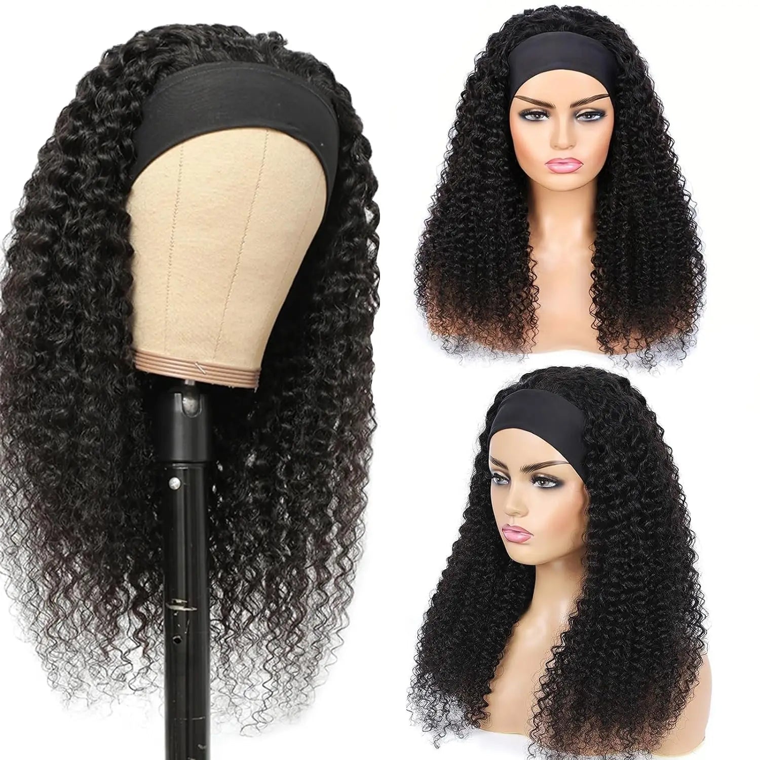 YAVIDA Curly Headband Wig Human Hair 10-24 Curly Hair Headband Wig Indian Virgin Machine Made Human Hair Wigs With Headband - MAGUSTA BEAUTY