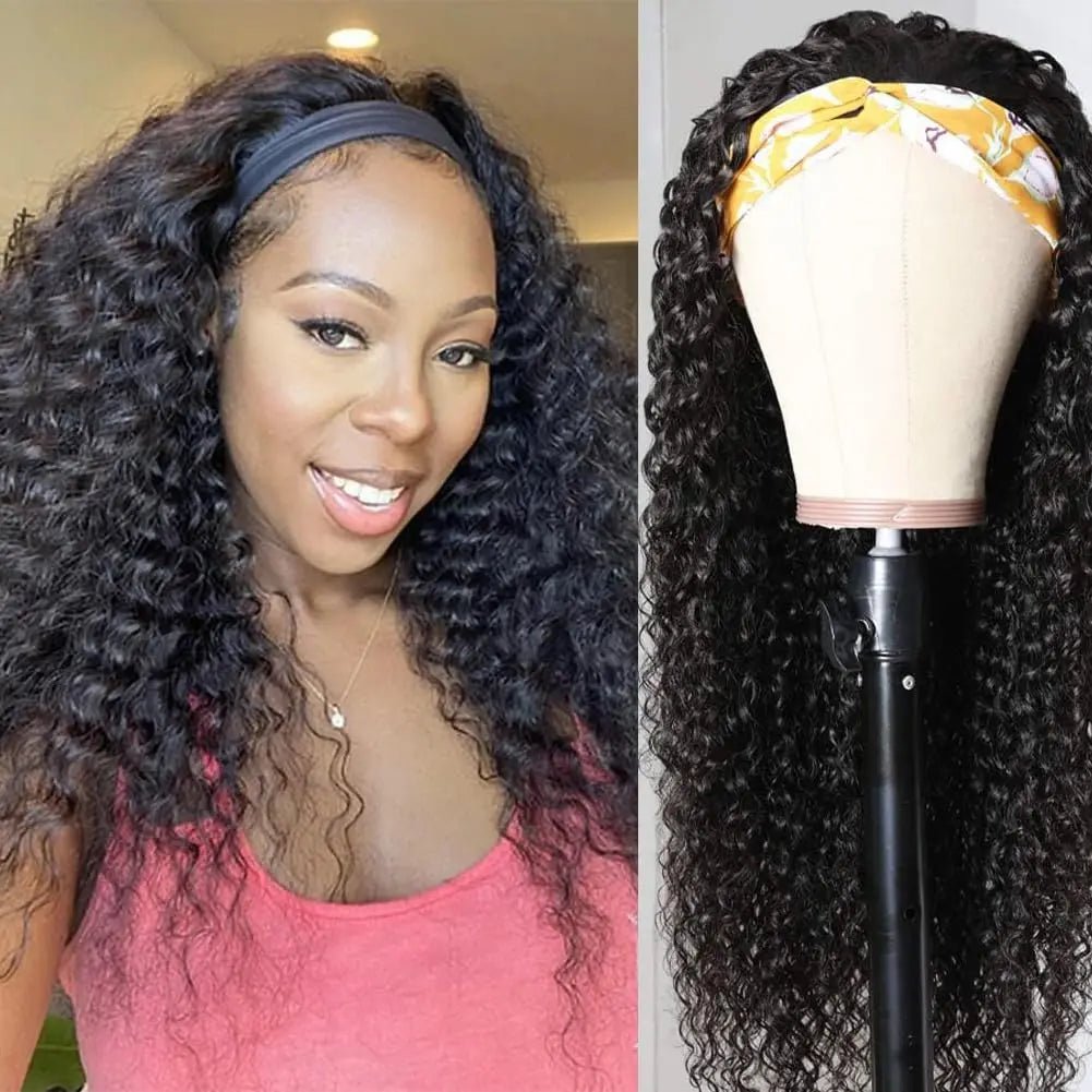 YAVIDA Curly Headband Wig Human Hair 10-24 Curly Hair Headband Wig Indian Virgin Machine Made Human Hair Wigs With Headband - MAGUSTA BEAUTY