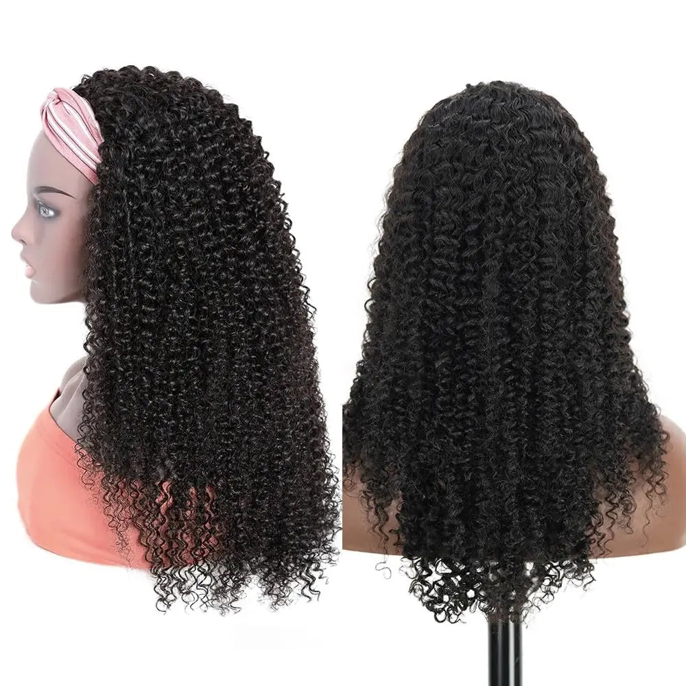 YAVIDA Curly Headband Wig Human Hair 10-24 Curly Hair Headband Wig Indian Virgin Machine Made Human Hair Wigs With Headband - MAGUSTA BEAUTY