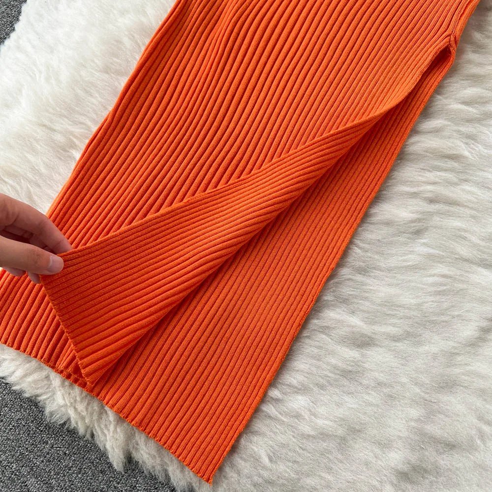 YuooMuoo Chic Fashion Sexy Package Hips Split Knitted Summer Dress 2025 Women Slim Elastic Bodycon Party Dress Streetwear Outfit - MAGUSTA BEAUTY