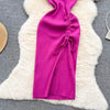 YuooMuoo Fashion Summer Bodycon Knitted Dress Sexy Package Hips Drawstring Split Black Women Dress Basic Lady Party Vestidos - MAGUSTA BEAUTY
