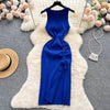 YuooMuoo Fashion Summer Bodycon Knitted Dress Sexy Package Hips Drawstring Split Black Women Dress Basic Lady Party Vestidos - MAGUSTA BEAUTY