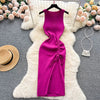 YuooMuoo Fashion Summer Bodycon Knitted Dress Sexy Package Hips Drawstring Split Black Women Dress Basic Lady Party Vestidos - MAGUSTA BEAUTY