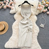 YuooMuoo Fashion Summer Bodycon Knitted Dress Sexy Package Hips Drawstring Split Black Women Dress Basic Lady Party Vestidos - MAGUSTA BEAUTY