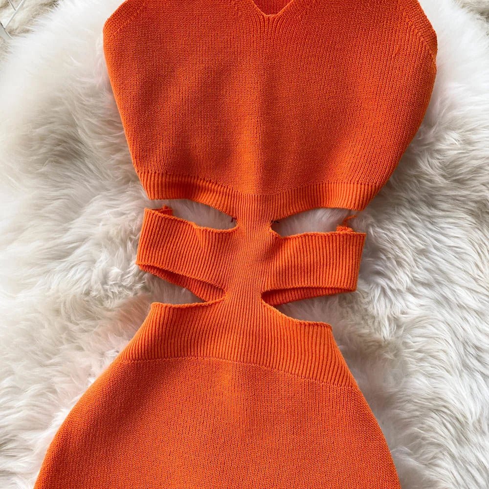 YuooMuoo Women Dress Sexy Cut Out Waist Package Hips Split Bodycon Dress Summer Fashion Lady Knitted Party Vestidos Sundress - MAGUSTA BEAUTY