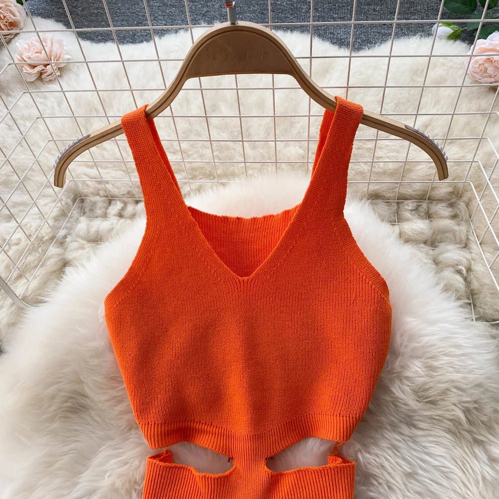 YuooMuoo Women Dress Sexy Cut Out Waist Package Hips Split Bodycon Dress Summer Fashion Lady Knitted Party Vestidos Sundress - MAGUSTA BEAUTY