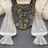 YuooMuoo Women Tops 2025 Spring Retro Y2K Rose Flower Print Long Sleeve Gothic Shirts Fashion Irregular Bandage Party Blouses - MAGUSTA BEAUTY