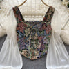 YuooMuoo Women Tops 2025 Spring Retro Y2K Rose Flower Print Long Sleeve Gothic Shirts Fashion Irregular Bandage Party Blouses - MAGUSTA BEAUTY
