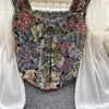 YuooMuoo Women Tops 2025 Spring Retro Y2K Rose Flower Print Long Sleeve Gothic Shirts Fashion Irregular Bandage Party Blouses - MAGUSTA BEAUTY