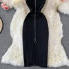 Zipple 2023 Sexy Summer Knit Strap Dress Women Tank Elatic Waist Bodycon Sundress Female Beach Split Backless Midi Dress - MAGUSTA BEAUTY