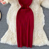 Zipple 2023 Sexy Summer Knit Strap Dress Women Tank Elatic Waist Bodycon Sundress Female Beach Split Backless Midi Dress - MAGUSTA BEAUTY