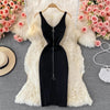 Zipple 2023 Sexy Summer Knit Strap Dress Women Tank Elatic Waist Bodycon Sundress Female Beach Split Backless Midi Dress - MAGUSTA BEAUTY